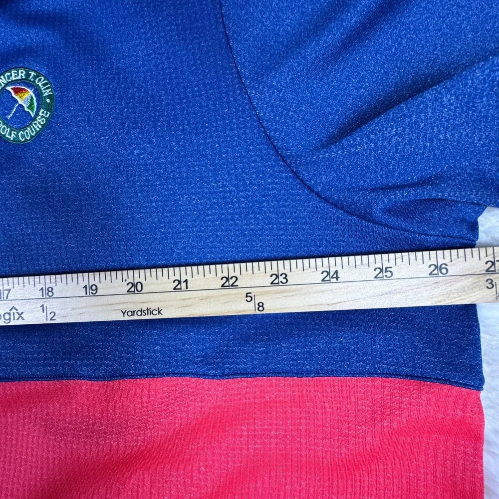 Adidas‎ Golf Polo Shirt 2XL Spencer T. Olin Course ClimaChill Blue Red